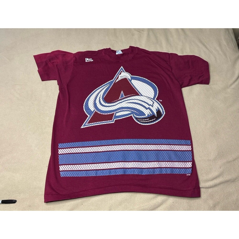 Vintage Colorado Avalanche Shirt Mens Large Pro Player Salem Aop Nhl Hockey